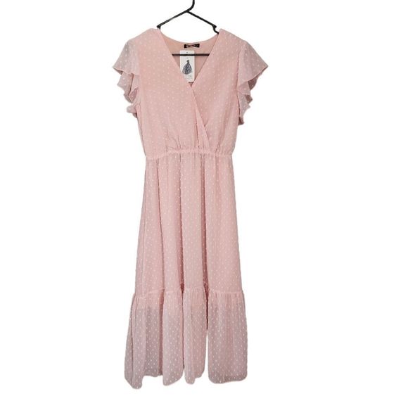 BTFBM Dresses & Skirts - BTFBM maxi bohemian casual v neck ruffle cap sleeveless A line dress SZ M